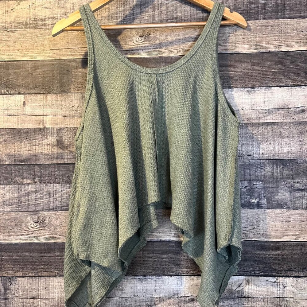 We The Free Free People Green Sing La La Handkerchief Tank Top XS Oversized Boho - Picture 2 of 6